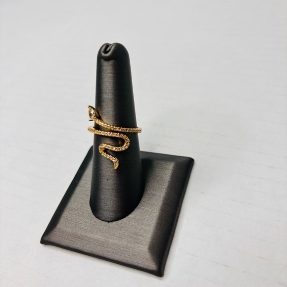 ADORNIA 14K Gold Plated Swarovski Crystal  Accented Winding Snake Ring Size 7 - Picture 4 of 9